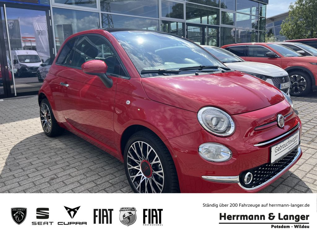 FIAT 500 Red Allwetter Alu Navi Glasdach Klimaautomat