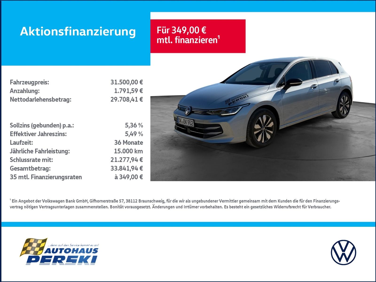 Volkswagen Golf VIII 8 1.5 eTSI Goal DSG  AHK, KLIMA, NAVI,