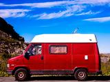 Fiat Ducato Camper Van, Bj. 1989, kirschrot, mit TÜV - Fiat Ducato mit Benzin-Antrieb