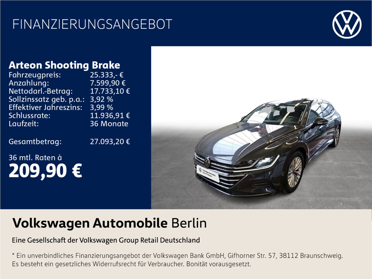 Volkswagen Arteon Shooting Brake 2.0 TDI Nav Shzg LED APP A