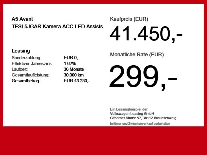 Audi A5 Avant TFSI 5JGAR Kamera ACC LED Assists