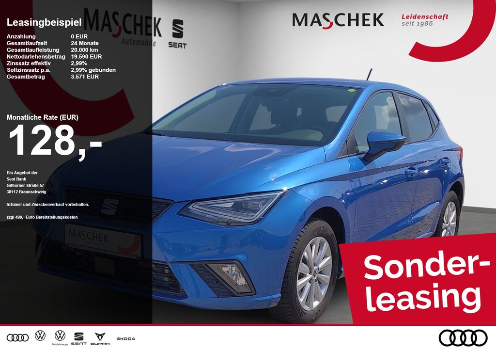 Abbildung Leasingangebot Seat Ibiza Style 1.0 TSI Navi RearView Sitzh. Carplay