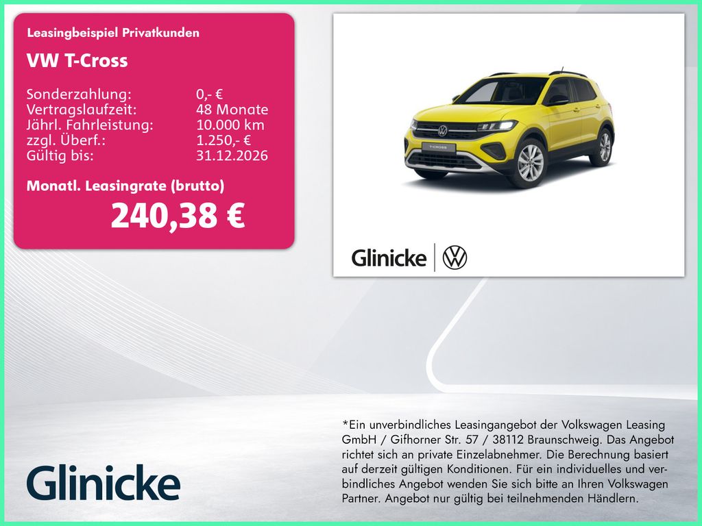 T-Cross Life 1.0 l TSI 85 kW (116 PS) 7-Gang-Dop