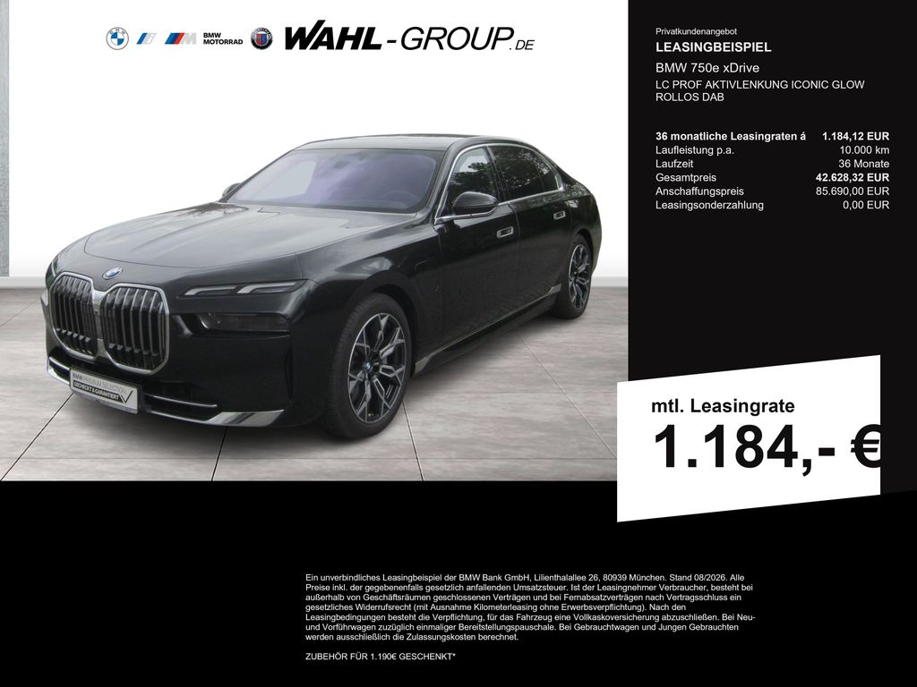 BMW 750e xDrive LC PROF AKTIVLENKUNG ICONIC GLOW RO