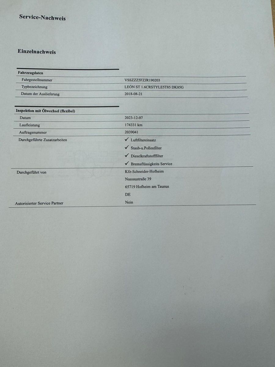 Fahrzeugabbildung SEAT Leon ST Style /NAVI/KLIMA/SCHECKHEFT/