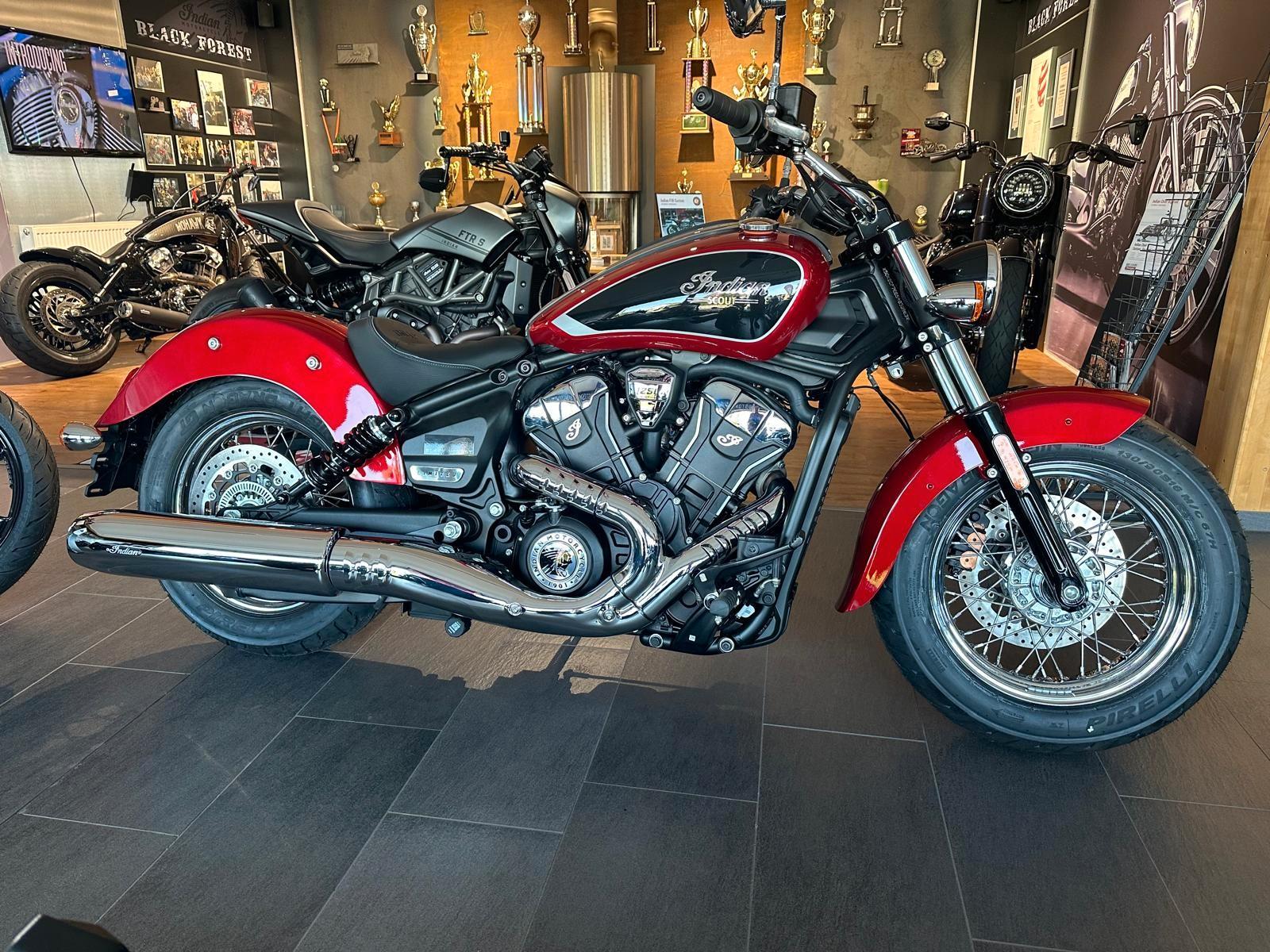 Indian 2025 Scout Classic in *Sunset Red*