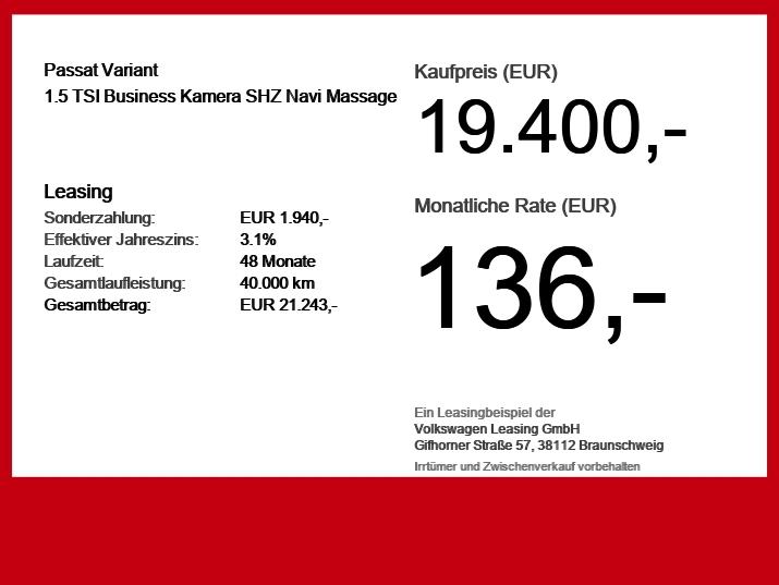 Volkswagen Passat 1.5 TSI Business Kamera SHZ Navi, миниатюра 18