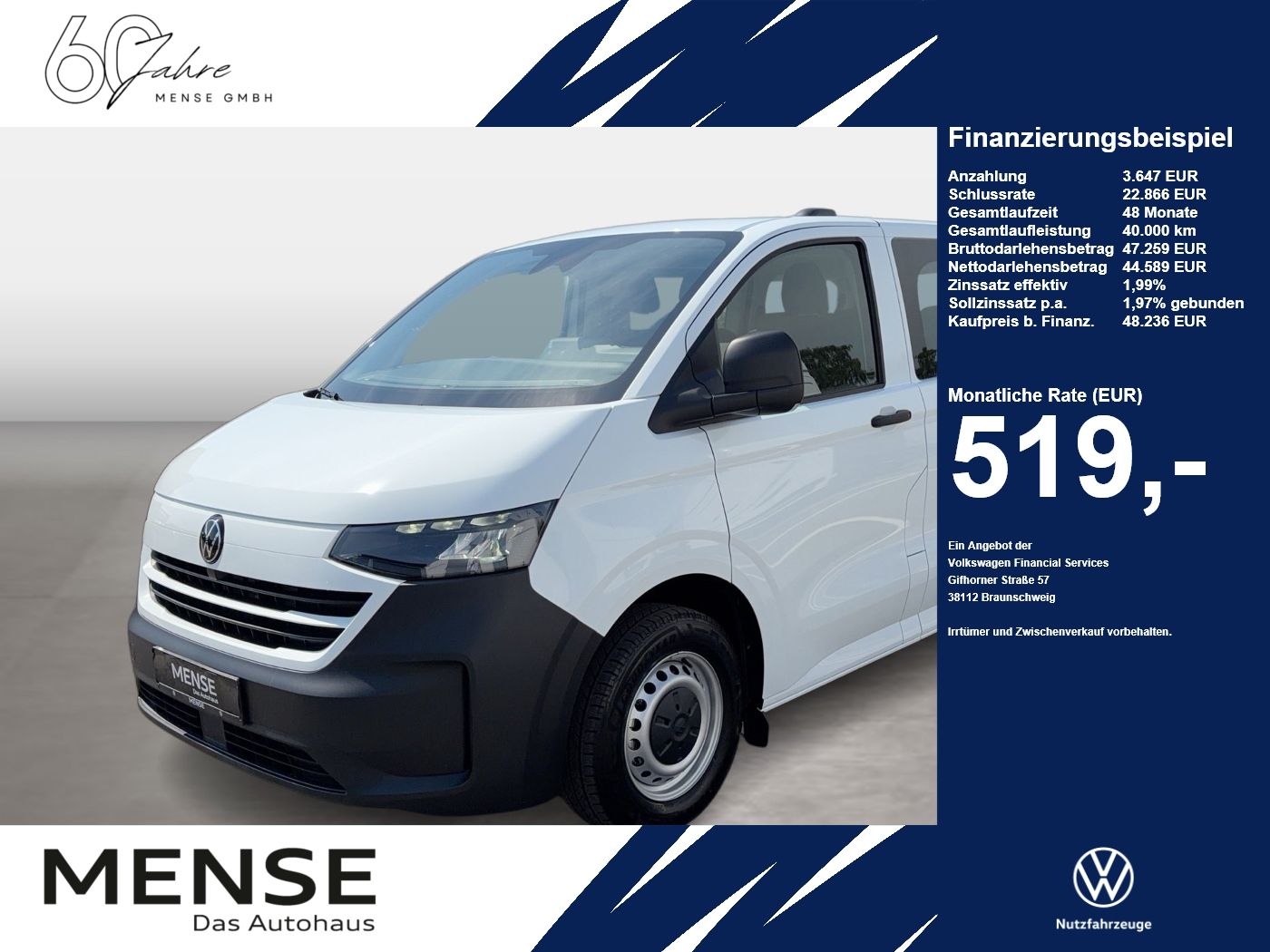 Volkswagen Transporter Kombi Motor: 2.0 l TDI 81 kW 6-Gang-