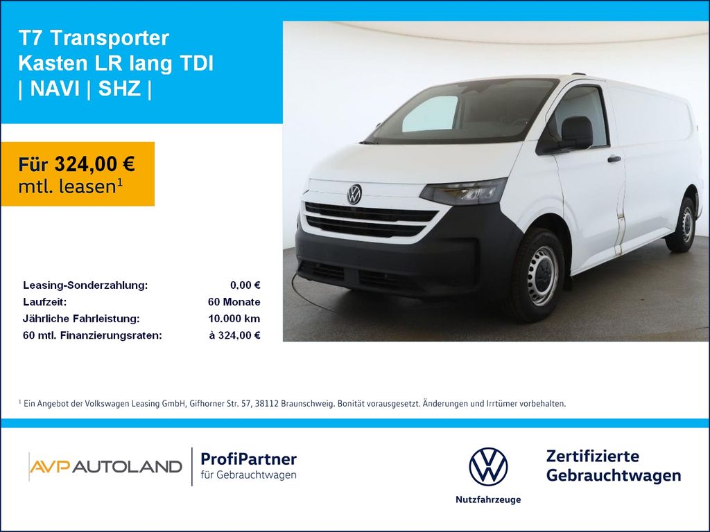Volkswagen T7 Transporter Kasten LR lang TDI | NAVI | SHZ |