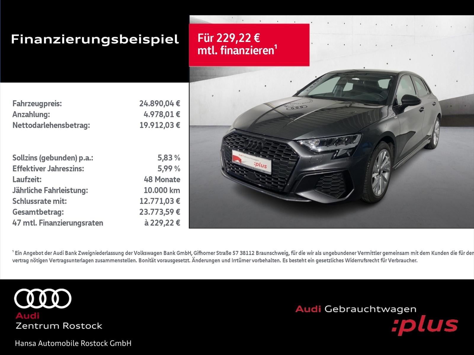 Audi A3 Sportback 35 TFSI S tronic S-Line+LED+AHK+VIR