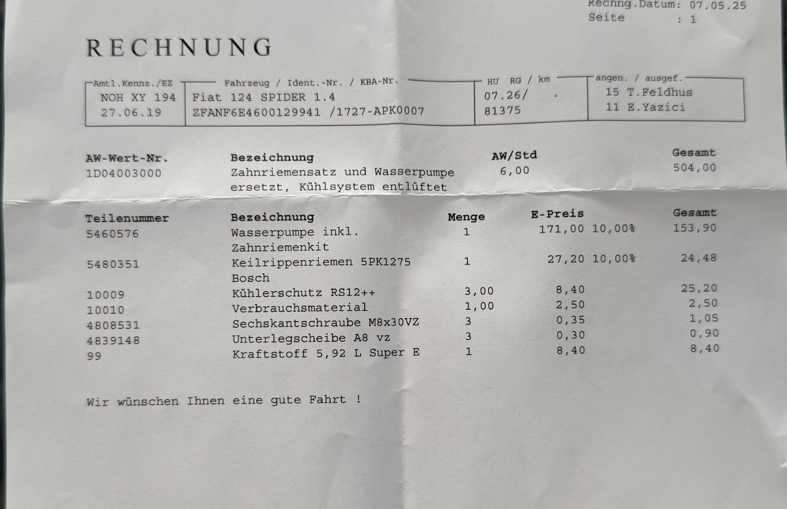 Fahrzeugabbildung Fiat 124 Spider  Klimaanlage Tempomat LM-Felgen TOP