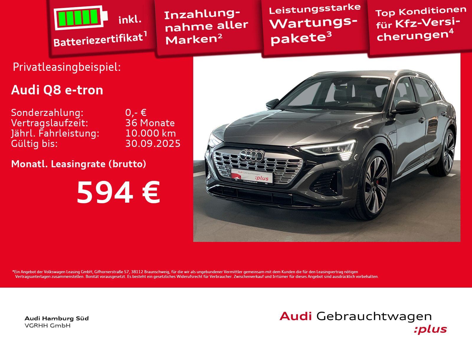 Audi Q8 e-tron 55 qu. 2xS LINE/LM22/MATRIX/HUD/MEMORY
