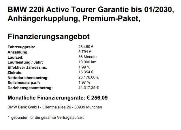 BMW 220i Active Tourer bis 01 2030, Anhänge foto 3