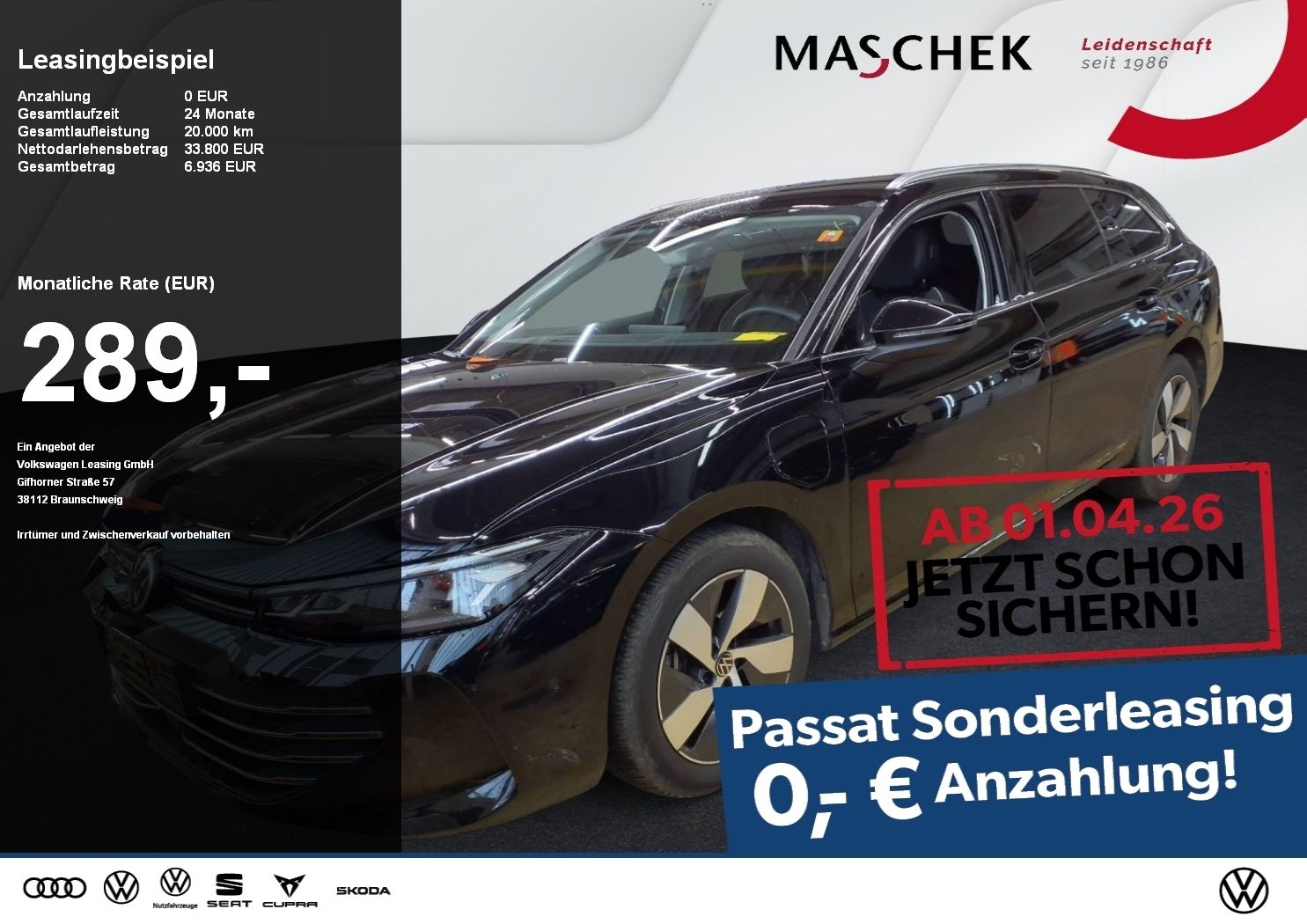 Volkswagen Passat Business eHybrid Sonderleasing ohne zzgl