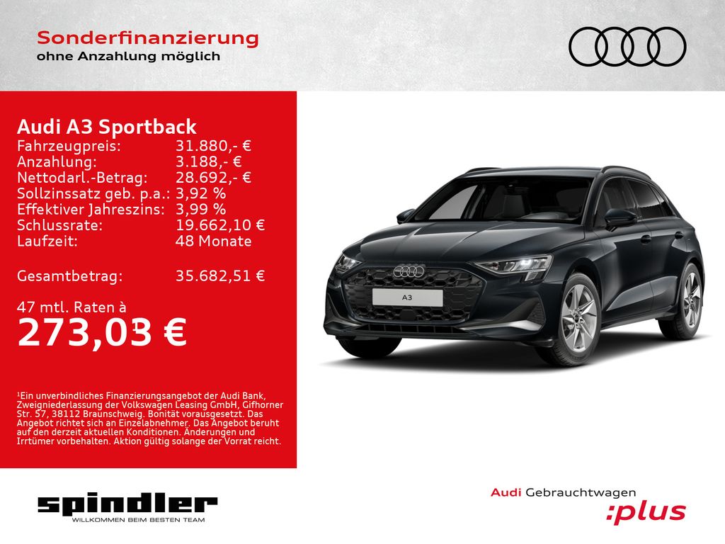 A3 Sportback advanced 35 TDI S-tronic / Standhzg