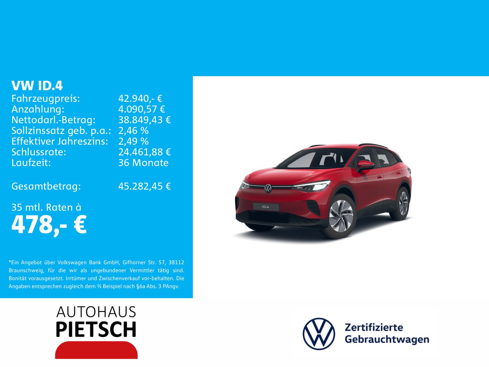 Volkswagen ID.4 Pro 77kWh ACC Kamera Keyless WäPu 19Zoll foto 2
