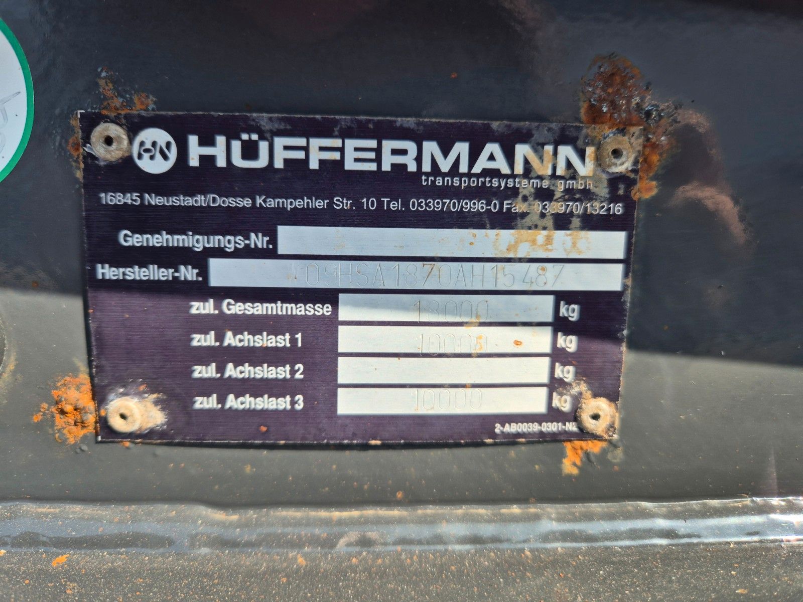 Fahrzeugabbildung Hüffermann HSA 18.70 P BPW 14.582kg Nutzlast