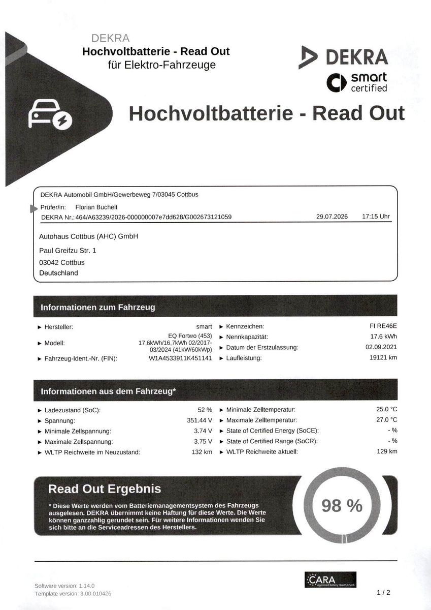 Fahrzeugabbildung Smart EQ ForTwo Tempomat Pano LED Navi SHZ Ambie. KAM