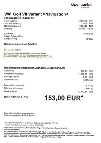 Fahrzeugabbildung Volkswagen Golf VII Variant >Navi/Klima/VW Connect<