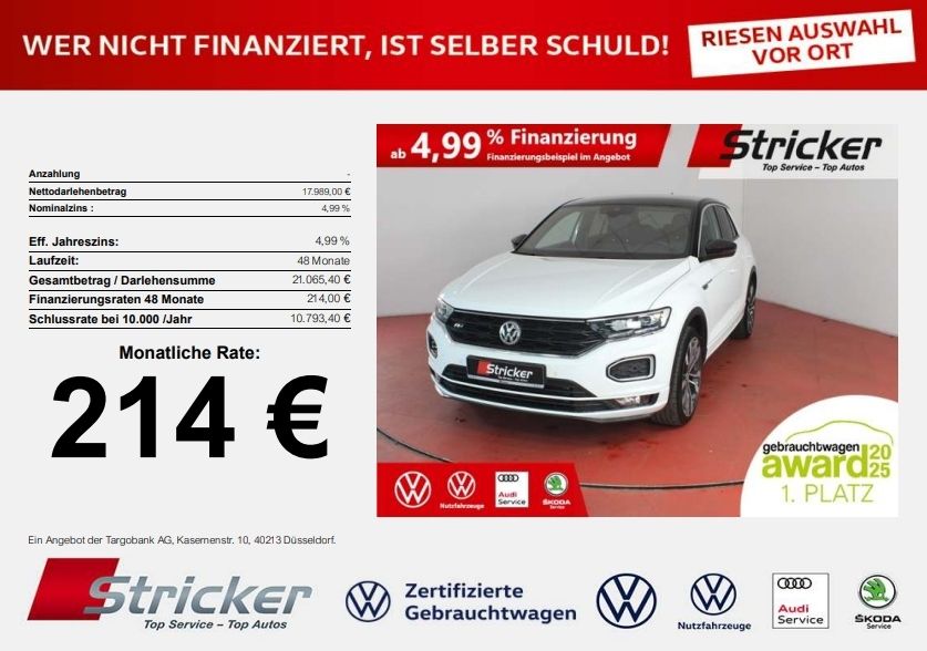VW T-Roc R-Line 1.5TSI 214,-ohne Anzahlung Navi AHK