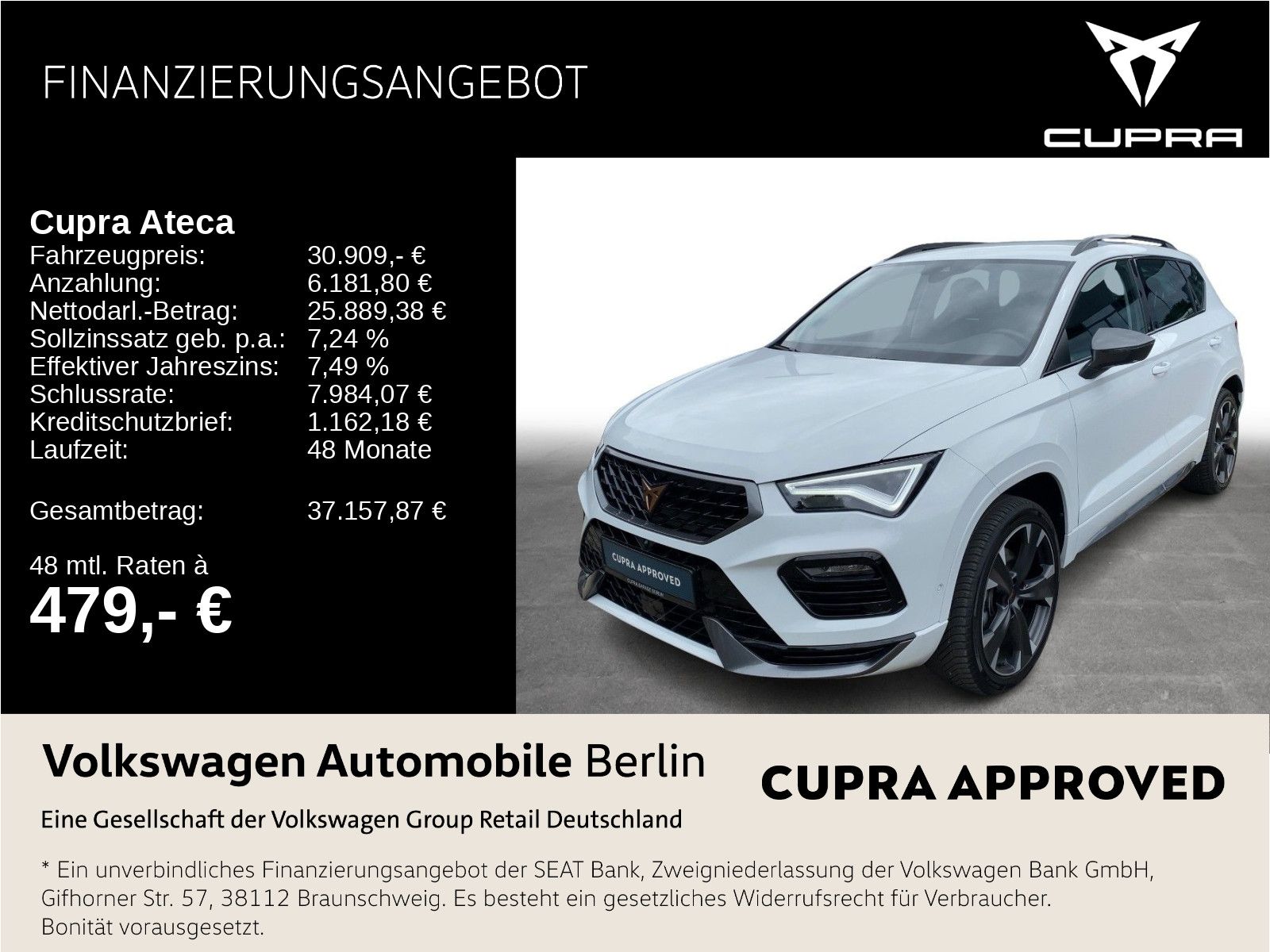 Cupra Ateca 2.0 TSI DSG 4Drive Navi LED SHZ ACC PDC