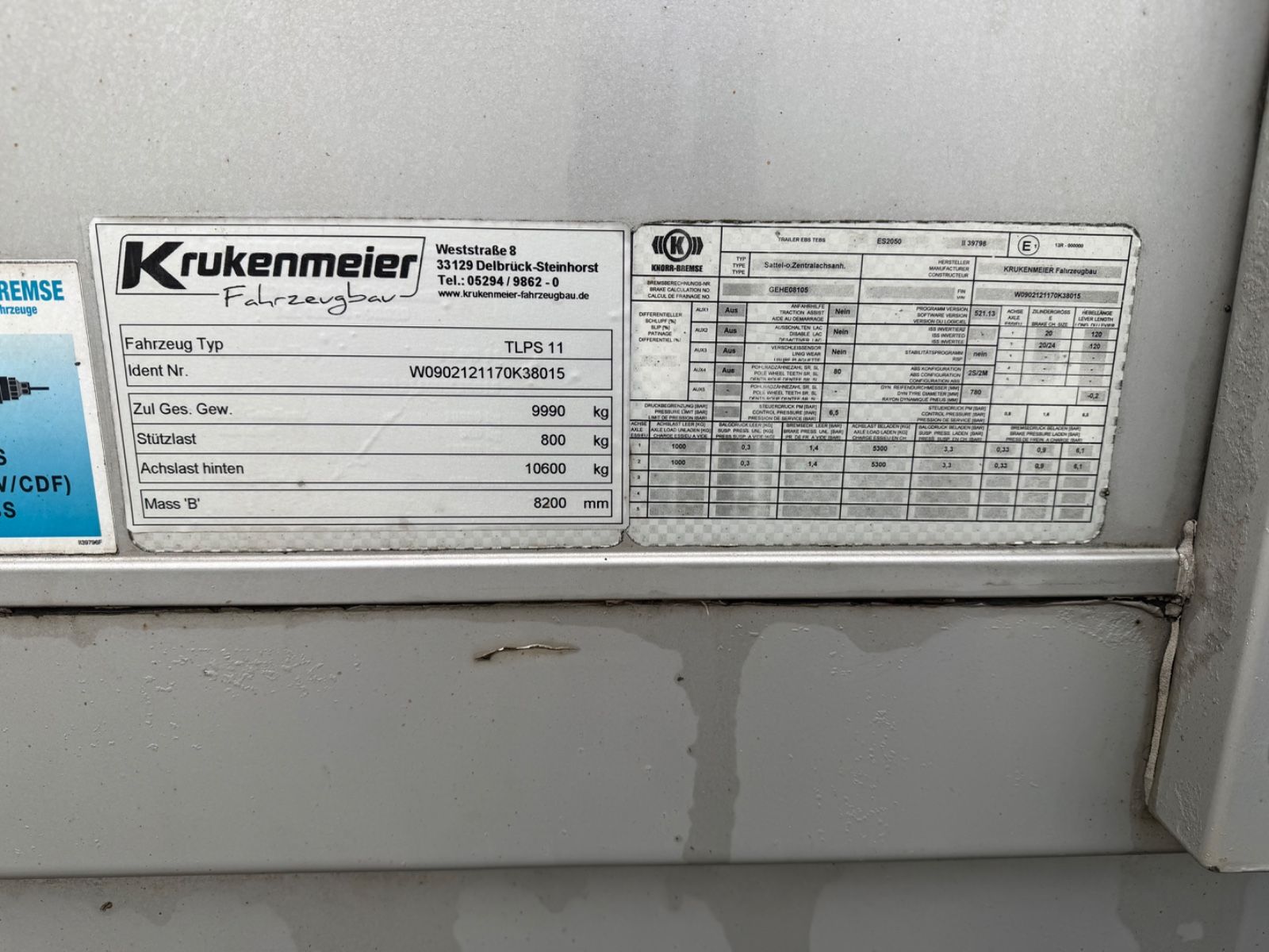 Fahrzeugabbildung Krukenmeier 10t Tandem-Anh Plane TLPS 11