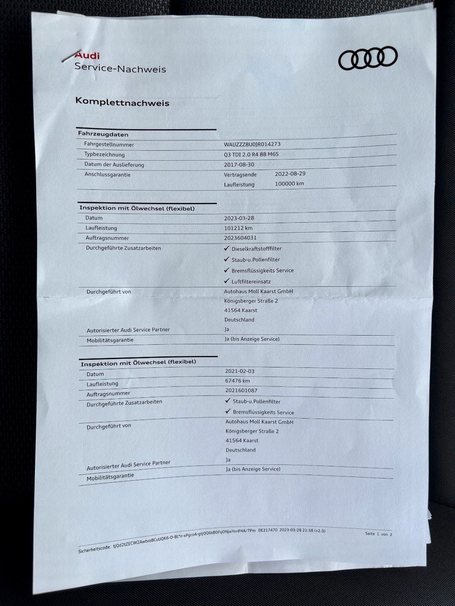 Fahrzeugabbildung Audi Q3 2.0 TDI basis Navi Xenon Tempomat SPORTFWK