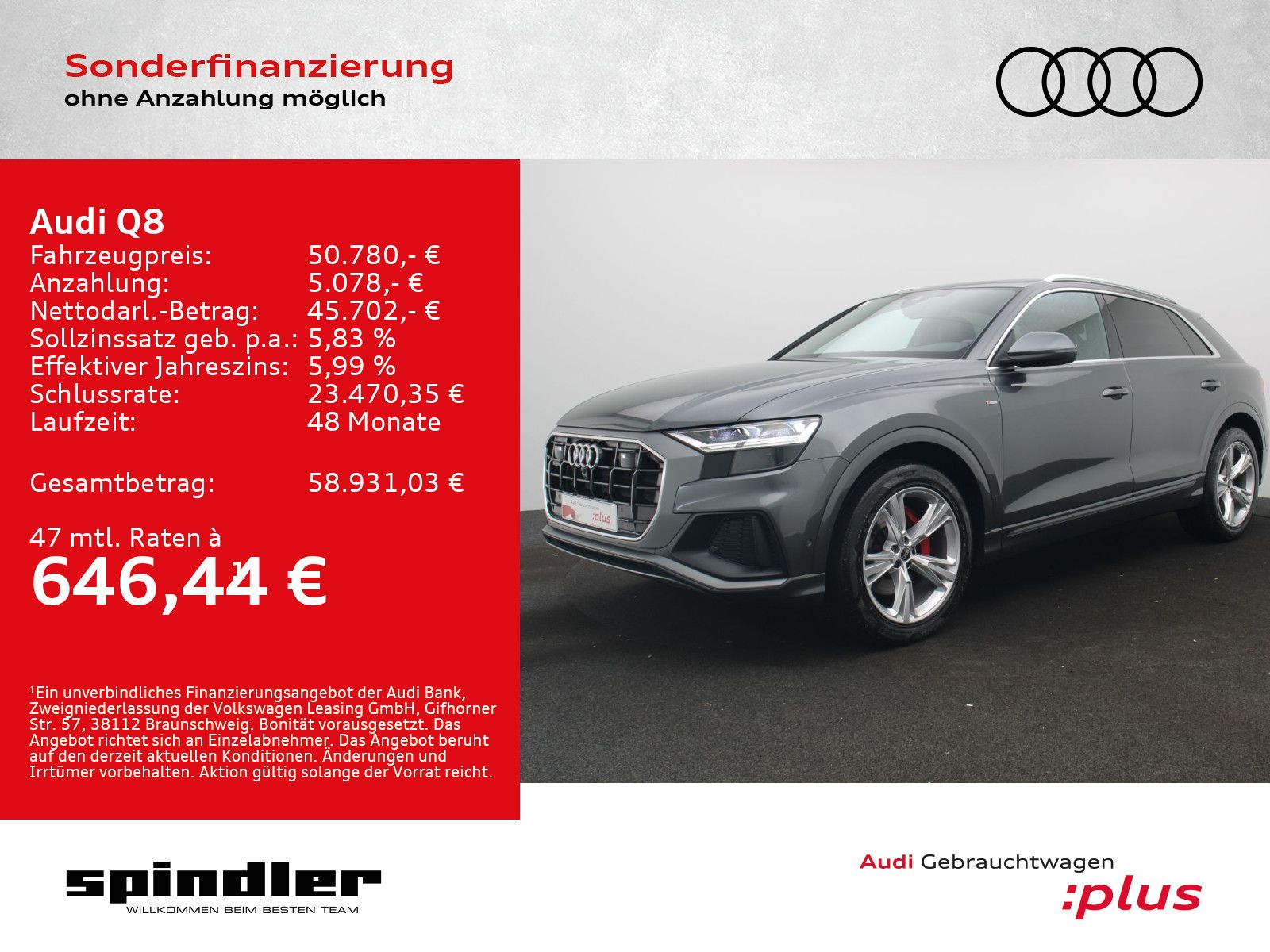 Audi Q8 S-Line select 45 TDI quattro / Standh, Pano