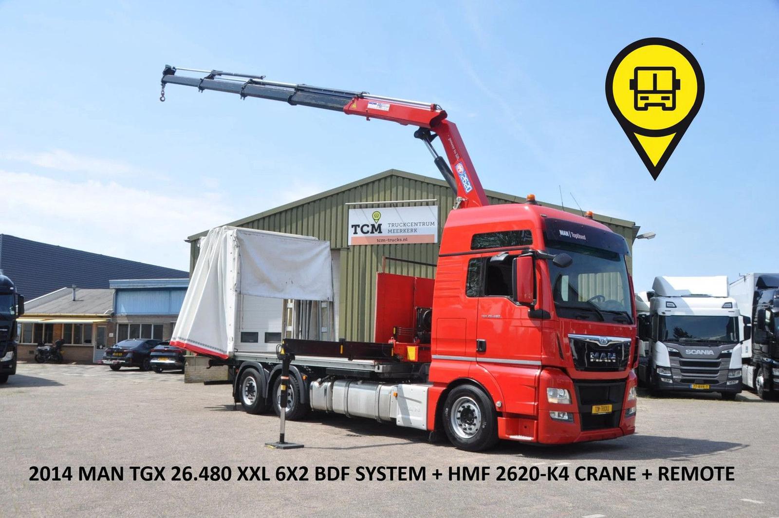 MAN TGX 26.480 XXL 6X2 HMF 2620 CRANE + BDF BODY + Z