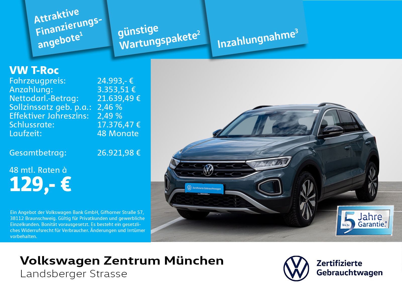 Volkswagen T-Roc 2.0 TDI Goal AHK ACC LED Navi ParkAssist A