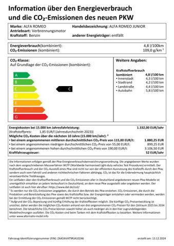 Alfa Romeo Junior Ibrida SPECIALE 1.2 VGT 100KW