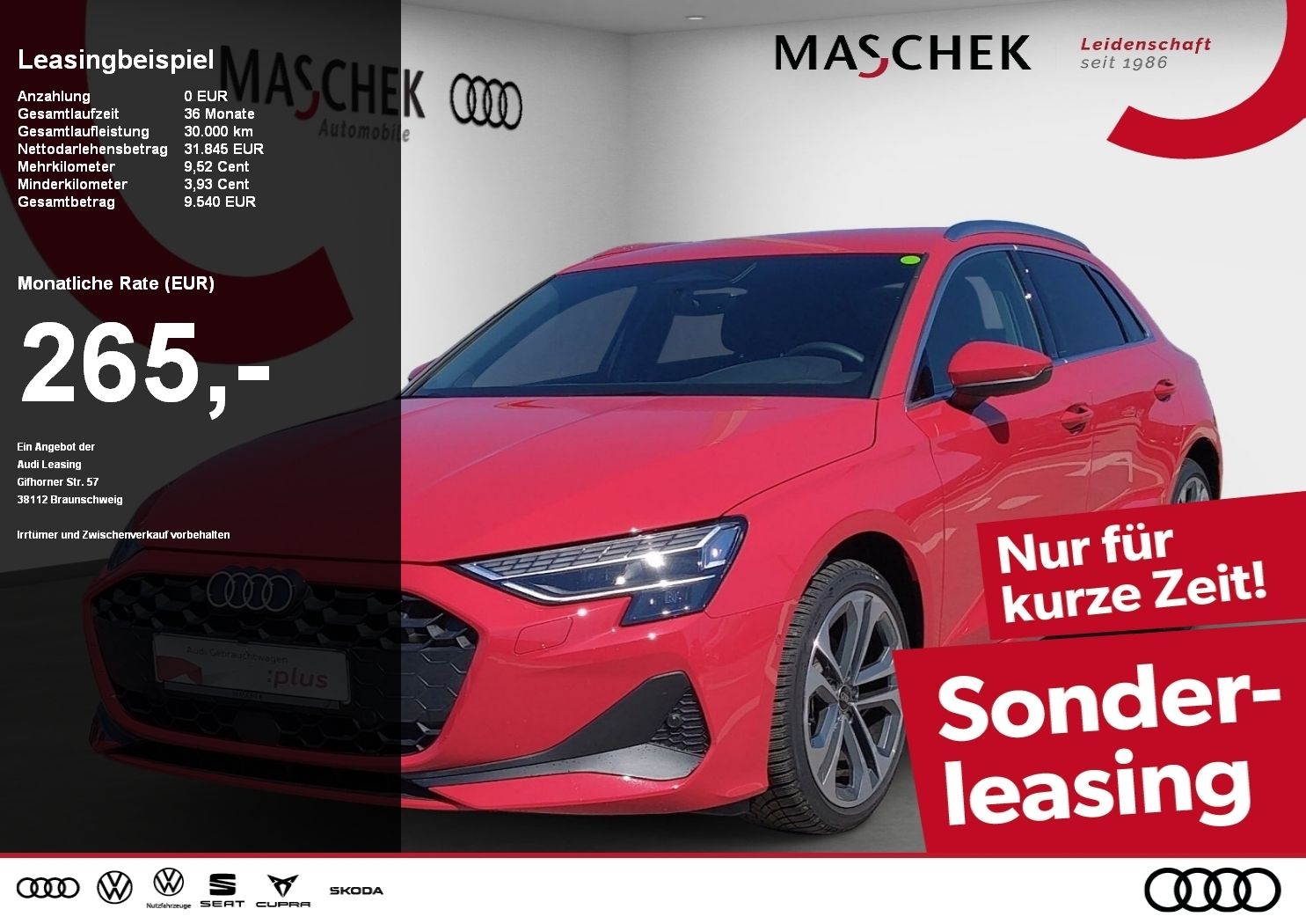 Audi A3 Sportback Sonderleasing ohne zzgl Kosten! AHK