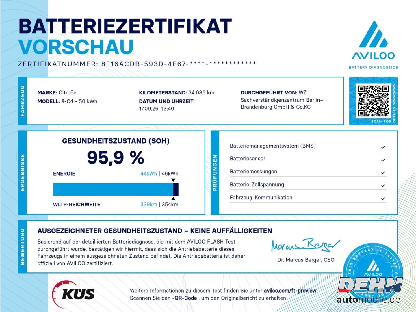 Citroën e-C4 Shine Schiebedach Kältepaket