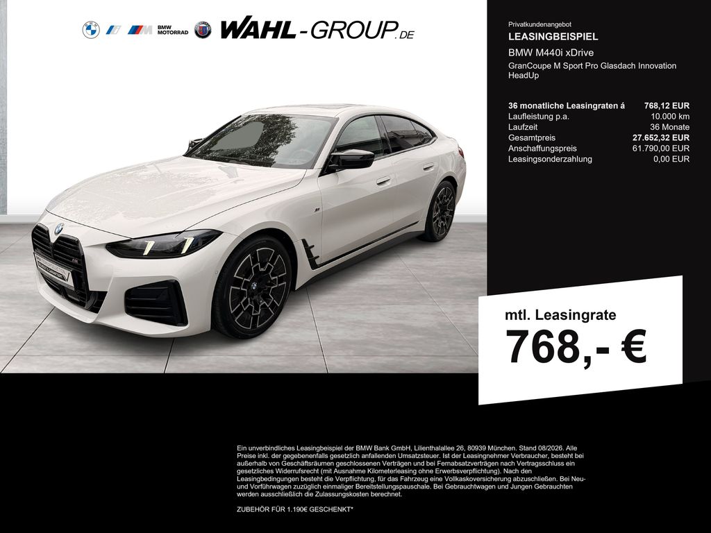 BMW M440i xDrive GranCoupe M Sport Pro Glasdach Inno