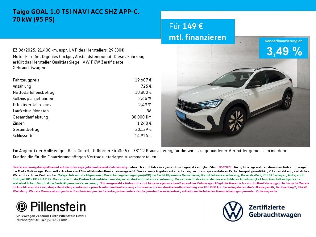 Taigo GOAL 1.0 TSI NAVI ACC SHZ APP-C.