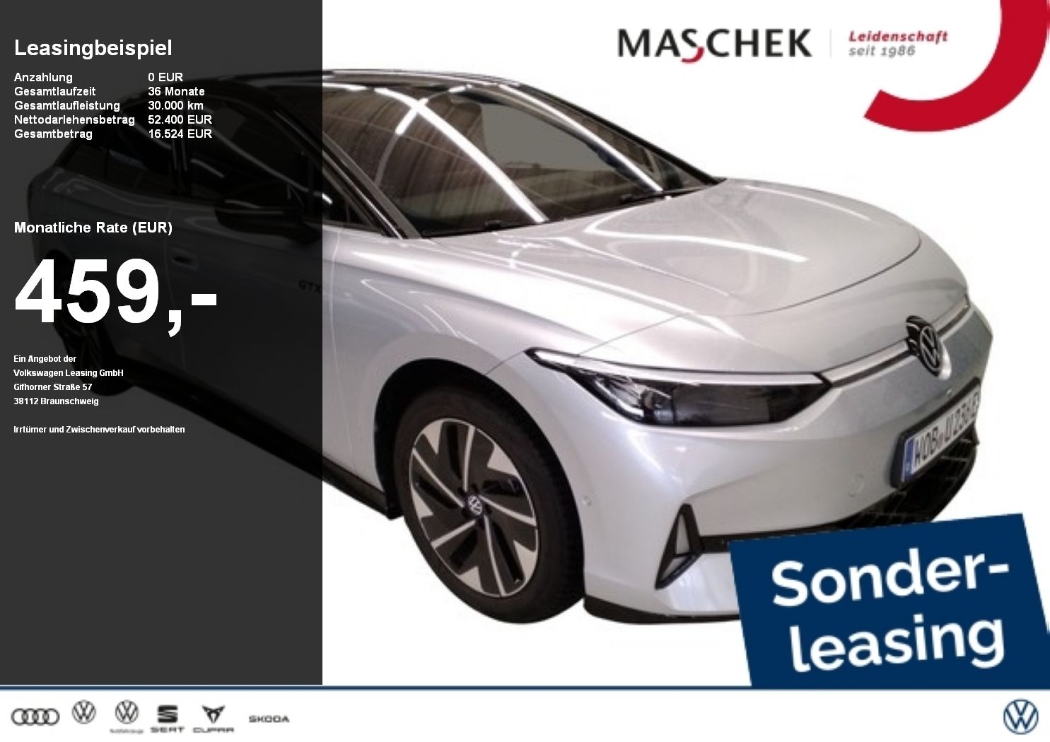 Volkswagen ID.7 GTX 86 kWh Sonderleasing AHK Massage DCC Me