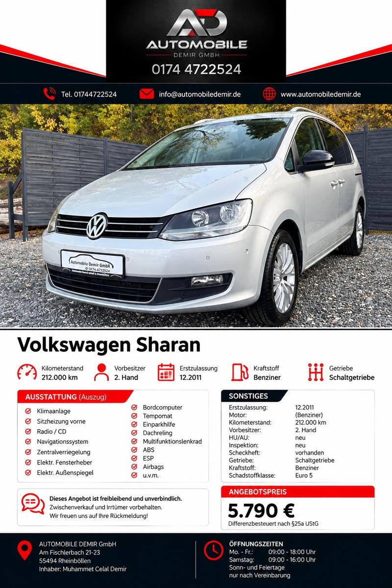 Volkswagen Sharan Style BMT°PANO°SHZ°S.TÜR°NAVI°TEMPO°