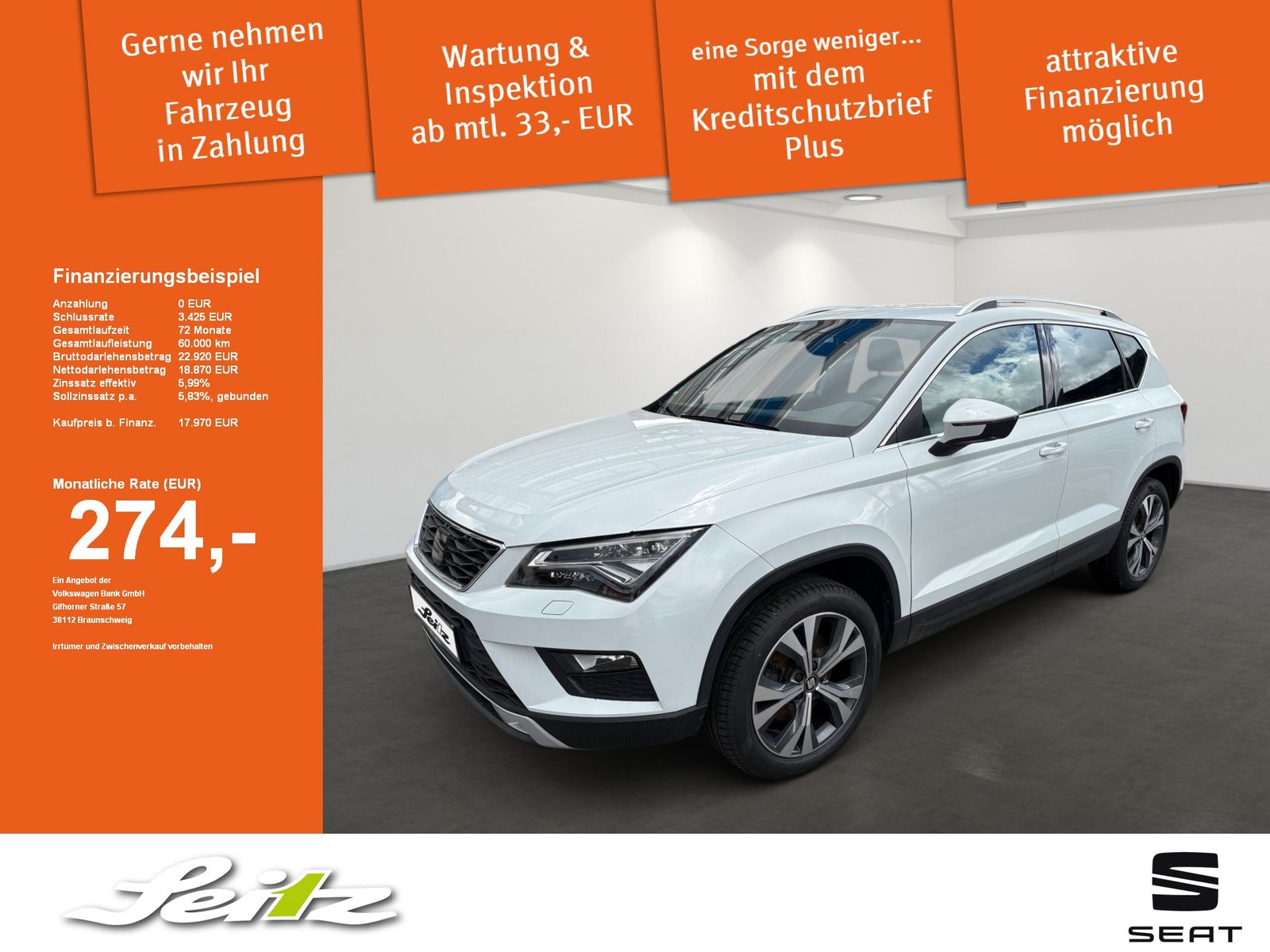 SEAT Ateca 1.4 TSI Xcellence 4Drive AHK. LED. Navi. R