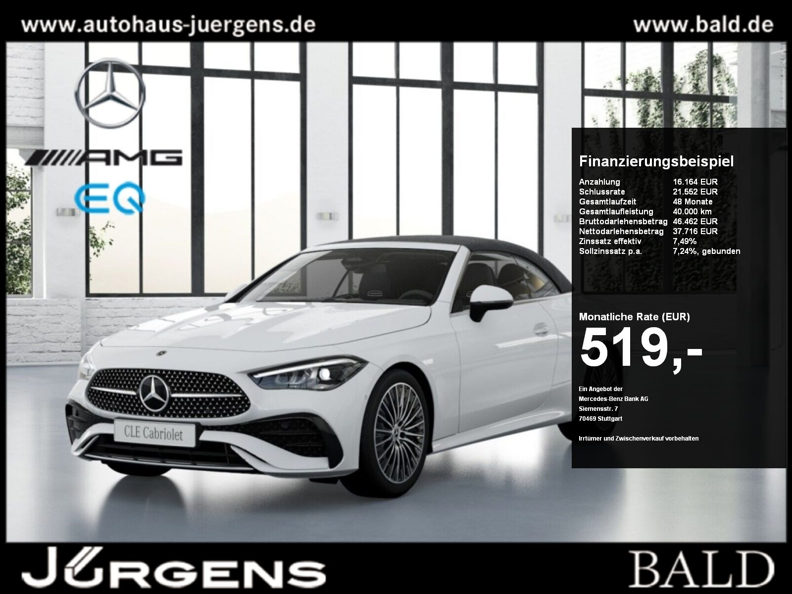 MERCEDES-BENZ CLE 220 d Cabrio AMG-Sport/Memo/Ambiente/Totw/19