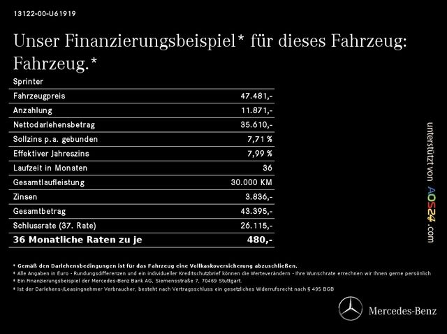 Mercedes-Benz Sprinter 315 CDI Kasten BASE Hochdach Standard