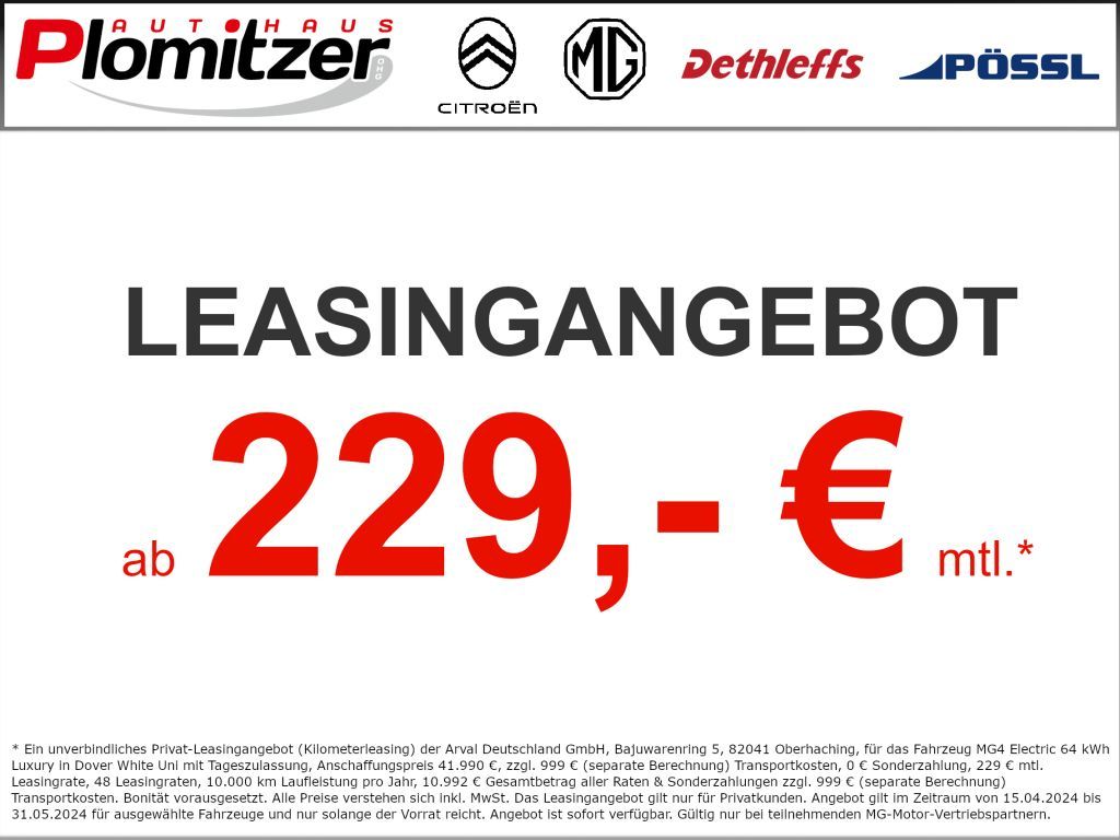 Fahrzeugabbildung MG MG4 Luxury ab 229 EUR mtl.* Leasing ohne Anz.