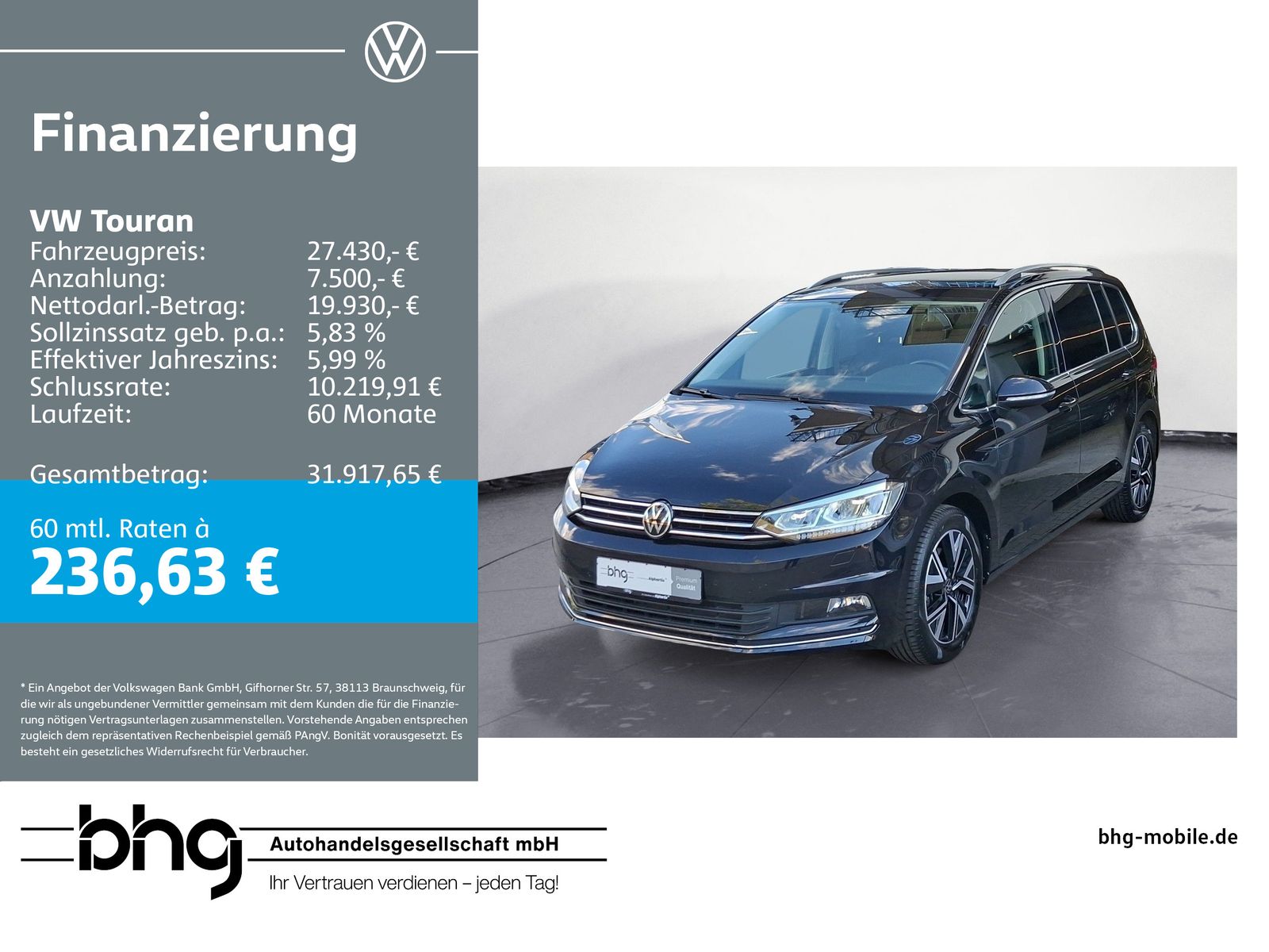 Volkswagen Touran 1.5 TSI Highline #Pano #AHK #ACC #LED #NA