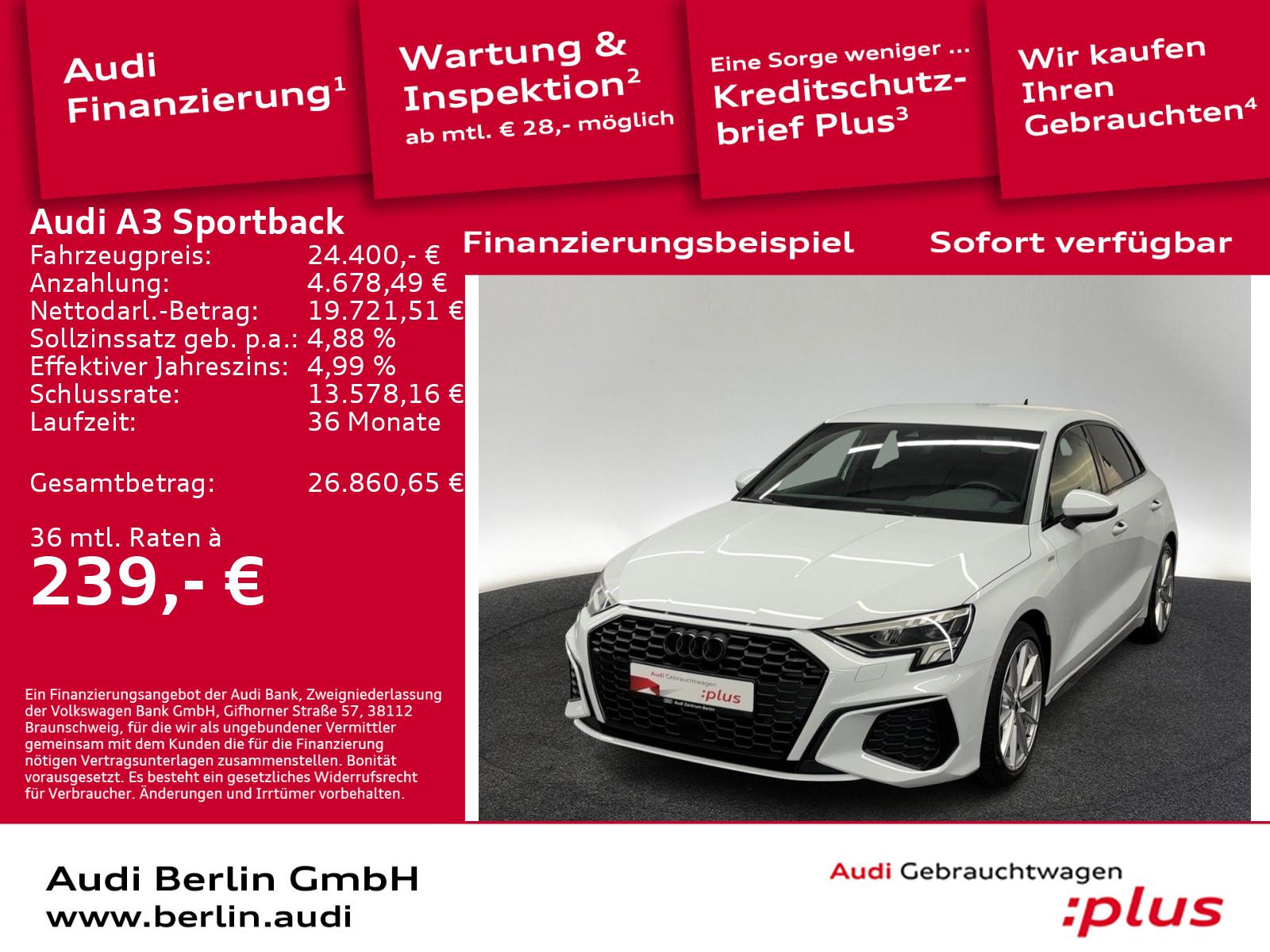 Audi A3 Sportback S line 35 TFSI S tr. LED PDC NAVI