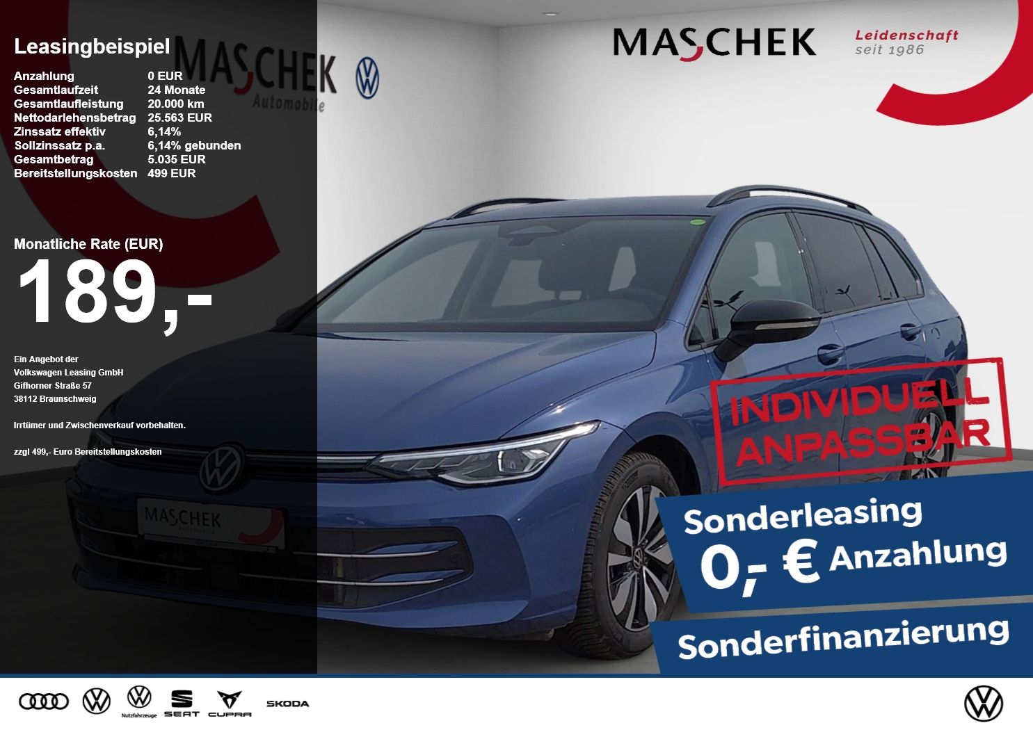 Volkswagen Golf Variant Goal *Sonderleasing* 2.0 TDI DSG Na