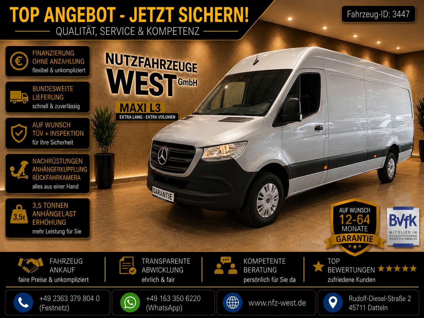 MERCEDES-BENZ Sprinter 316 CDI Maxi H+L*AHK=3,5T*1.HD
