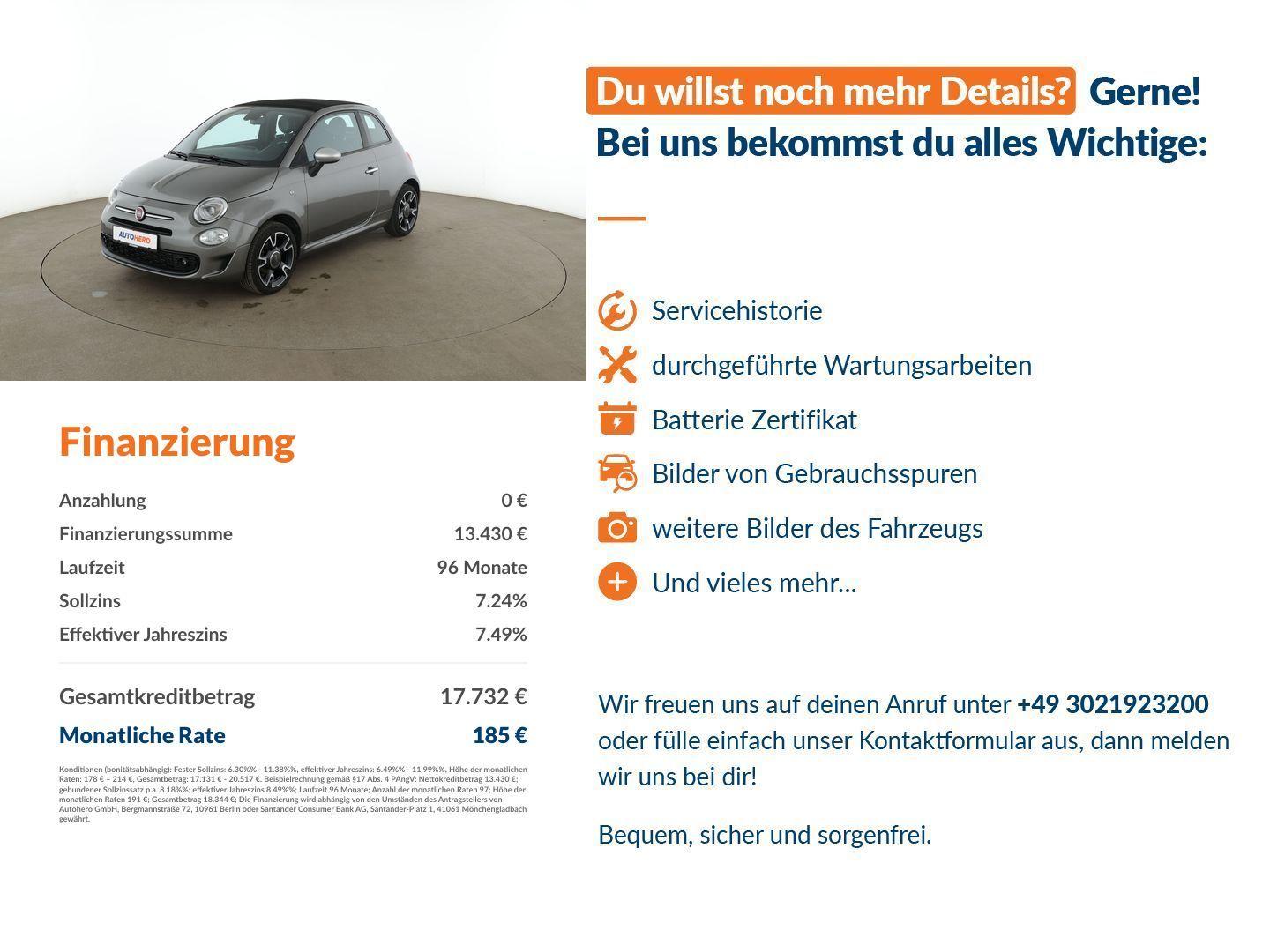 Fiat 500C 1.2 RockStar Aut.*CABRIO*NAVI*PDC*KLIMA*, миниатюра 14