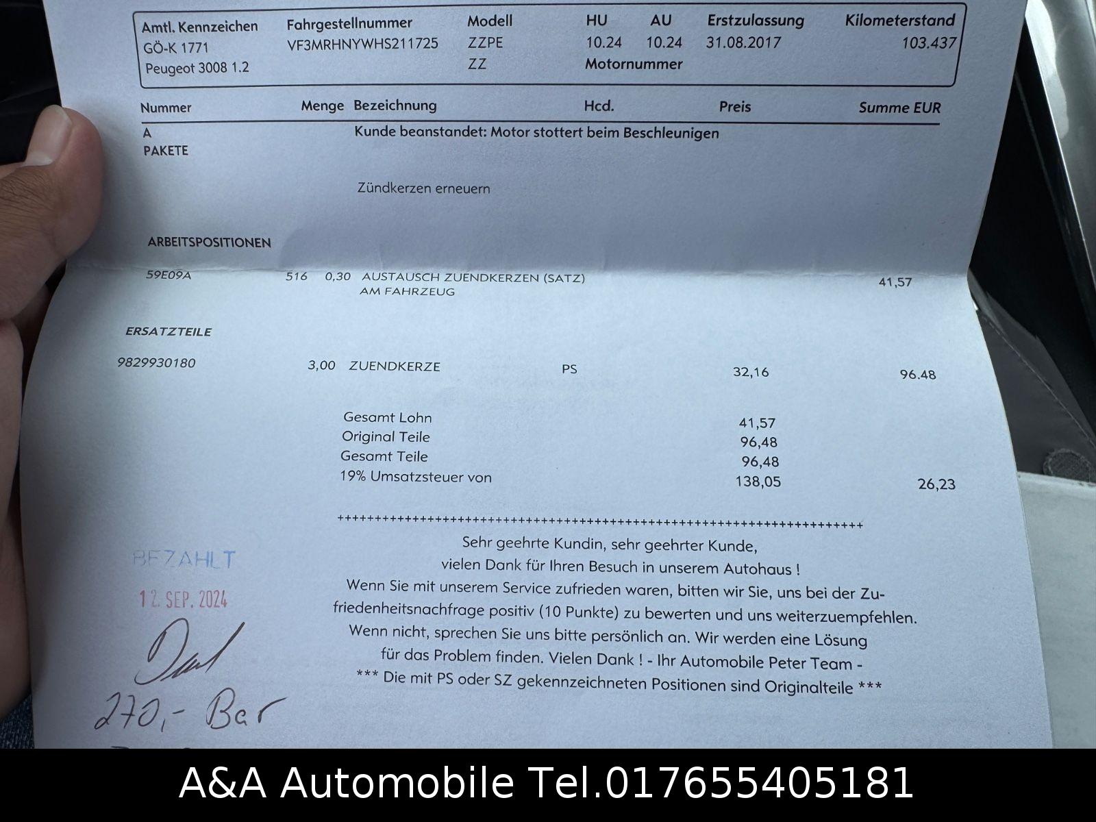 Peugeot 3008 Allure GT Line Automatik Service/Tüv Neu