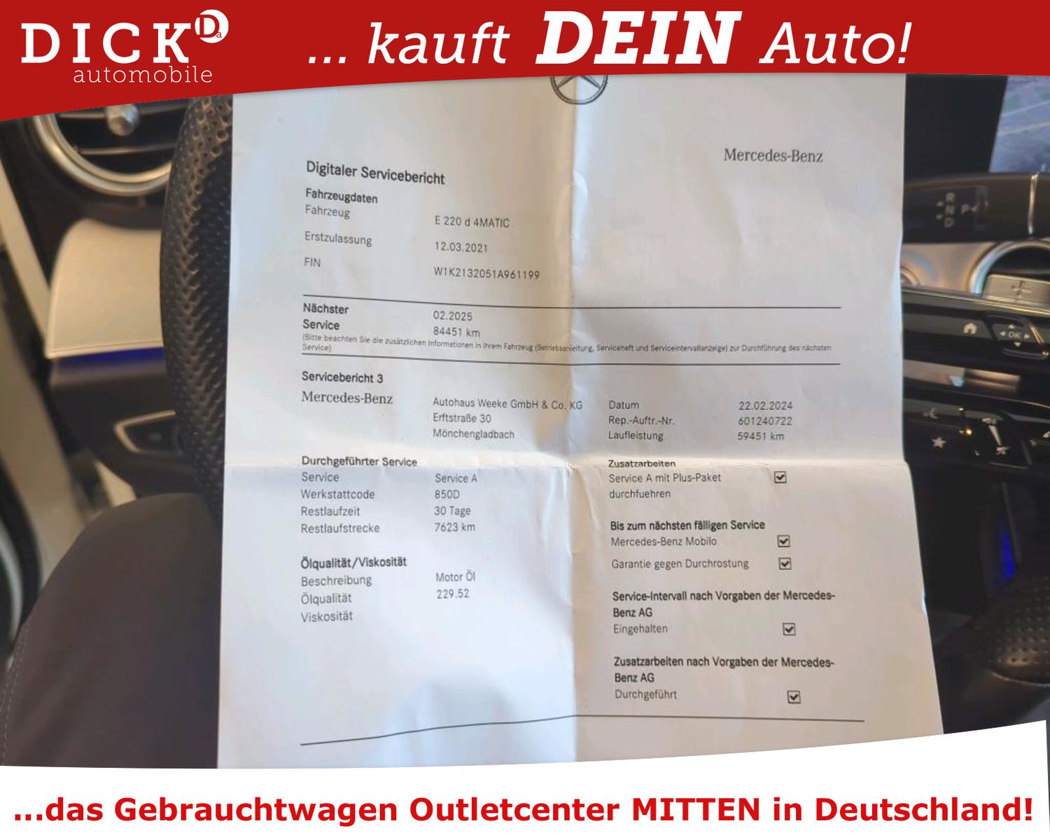 Fahrzeugabbildung Mercedes-Benz E220d T 4Mat 9G AMG/LED/ACC/PANO/VIRTU/LEDER/SHZ