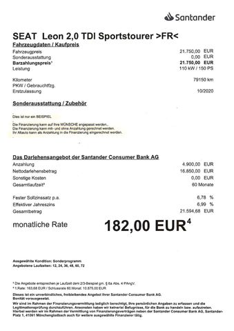 Fahrzeugabbildung Seat Leon Sportstourer 2.0 TDI >FR/Voll-LED/KAM/NAVI<