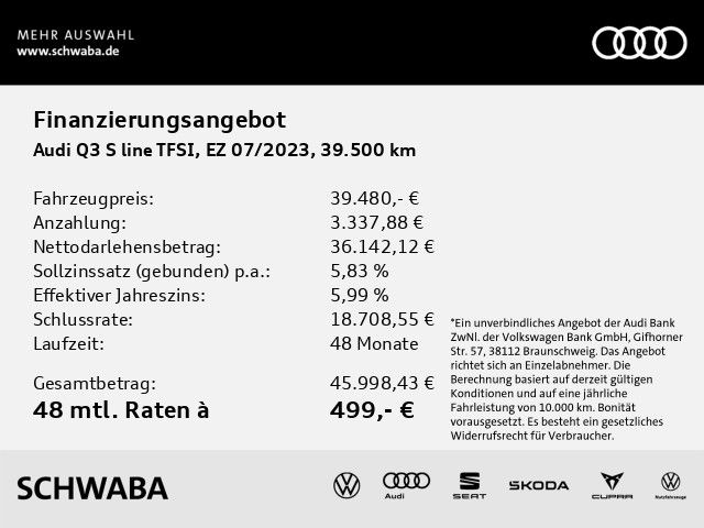 Audi Q3 45 TFSI qu. *2x S line*Opt.schw*AHK*KAM*19"* foto 4